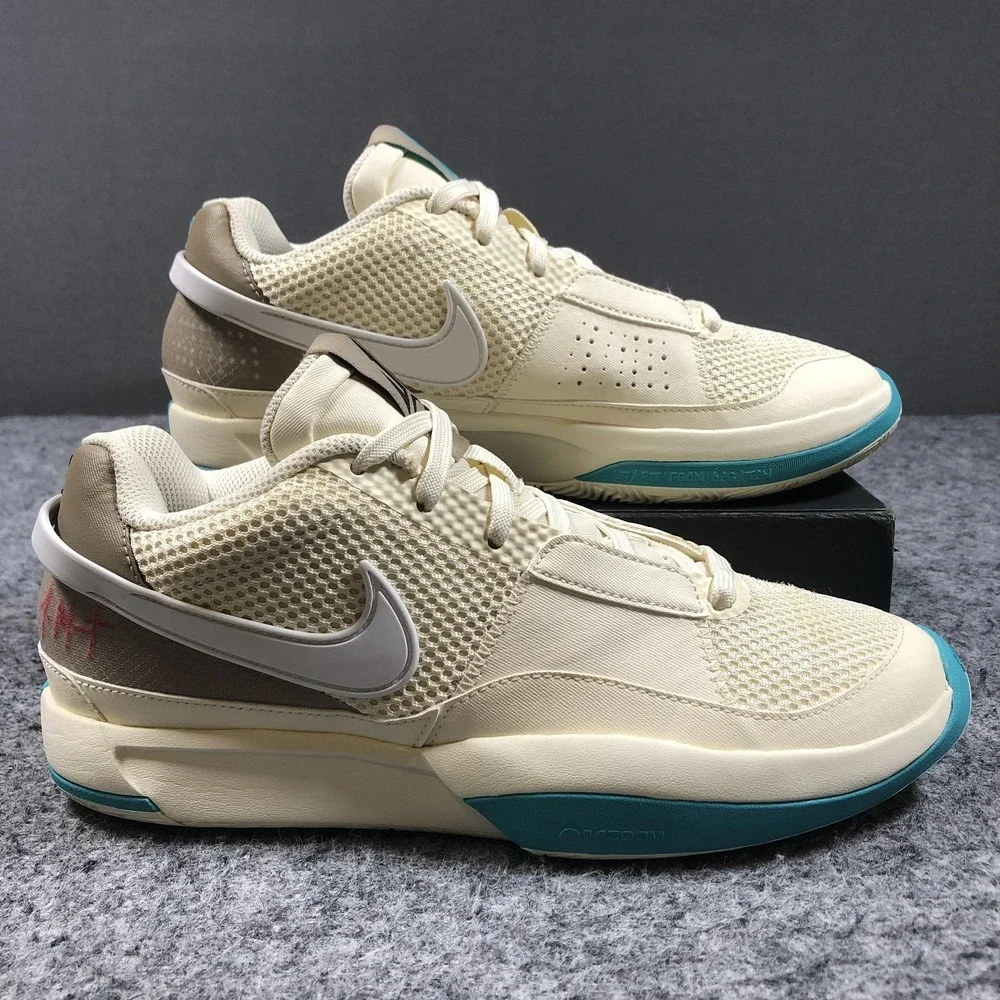 Nike Ja 1 DR8785-102 Shoes Mens 7.5 Beige Teal Low Top Basketball Sneakers